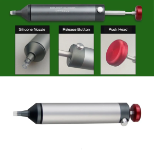 Metal Body Desoldering Pump & Spare Silicone Tube for Component Removal