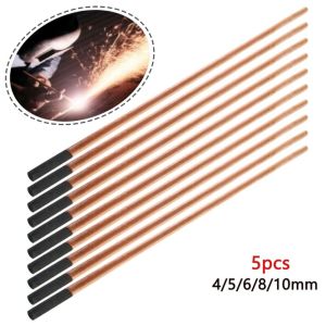 BLACKON 5Pcs Round Air Carbon Arc Gouging Rods Flat Copper Plated Graphite Electrode Rod Temperature Resistant 4-10mm Electrode Carbon Rod DC  Gas Gouging