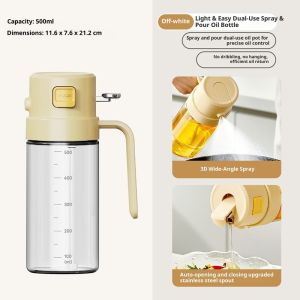 HANGDIAN ขวดเครื่องสเปรย์น้ำมันพร้อมสเปรย์แบบละอองและเทแรงโน้มถ่วงสำหรับห้องครัวทำอาหารภาชนะใส่น้ำมันแก้วเกรดอาหาร