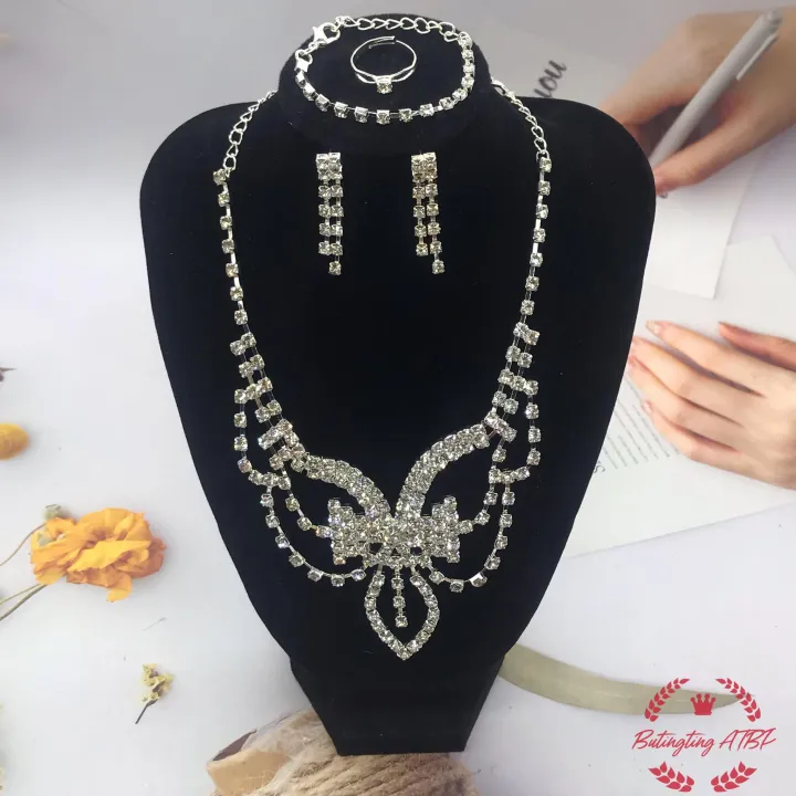 4in1 Rhinestone fashion set wedding jewelry set | Lazada PH