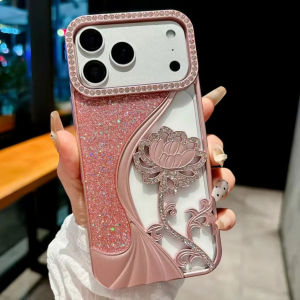 Glitter Flower Cover Funda For iPhone 17 Pro Max 16 Pro Max Luxury Case For iPhone 14 Pro 15 Plus 13 12 Shiny Soft Shockrof Case