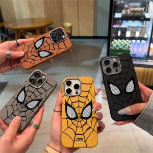 Phone Case For IPhone 11 15 16 14 12 13 17 Air PRO MAX XR XS 7 8 6 6S 11 12 13 14 15 16 17 Plus Casing IPhone 11PRO 12PRO 13PRO 11PROMAX 13PROMAX 15PROMX Spider Man Soft Leather Shockproof TPU Case Cover PWJK1013A