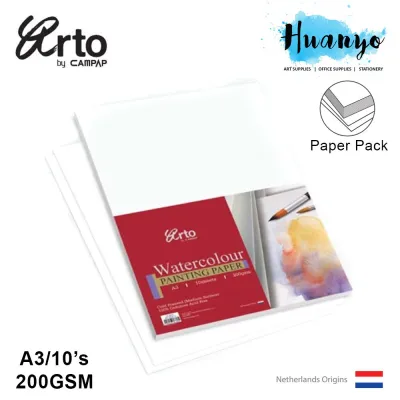 Campap Arto Water Colour Painting Paper Pack 10s A4 / A3 - 200gsm (Cellulose Medium Surface Red Cover)[CR36343/CR36344]