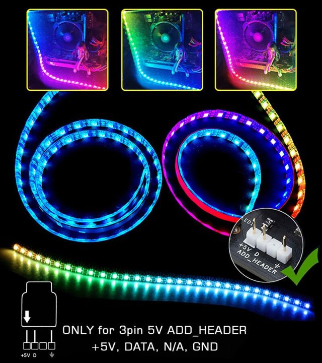 WS2812B RGB LED Strip For ASUS AURA SYNC / MSI Mystic Light Sync ...