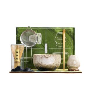 NANMEN 7PCS Bamboo Ceramic Matcha Tea Set Reusable Traditional Stirring Brush Green Tea Whisk Tea-making Tools