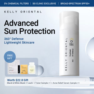 Kelly Oriental PureShield UV Defense Sunscreen SPF50 PA++++ | Waterproof Tear-Free Facial Sunblock | Refreshing Non-Sticky Acne-Safe Moisturizing Sun Cream | Essential Daily Protection