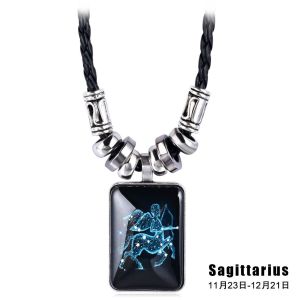 SAVVYSHELF Mens 12 Zodiac Constellation Astrology Necklace Constellation Pendant Galaxy