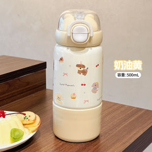 AU Summer stainless steel childrens thermos cup for girls high-looking water cup for outdoor sports portable and drop-resistant with a straw
