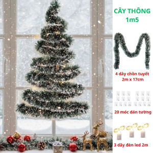 Combo Dây Chồn Kèm Phụ kiện trang trí + Đèn Led + Móc Dán Tường Decor Trang Trí Cây Thông Noel Giáng Sinh Đơn Giản SẴN HCM