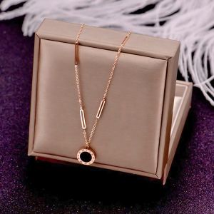 Kalung Titanium Rantai Liontin Romawi Hitam Putih Gold Anti Karat COD