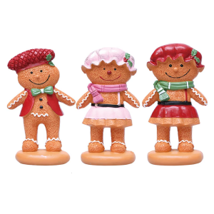 Resin Gingerbreads Man Figurines Table Ornament Handmade Christmas Decors Christmas Statue Sculptures for Home Decors