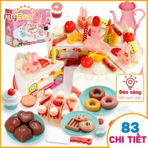 Đồ chơi TIỆC TRÀ cắt bánh kem sinh nhật có đèn cho bé gái bằng nhựa ABS cao cấp – MySun