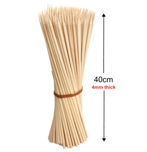 [🇸🇬🎉SG INSTOCK] 20cm/ 25cm /35cm/ 40cm/ 50cm  3-4mm THICK Long Wooden BBQ Sticks/ Skewer Sticks/ Satay Stick / Bamboo Skewer