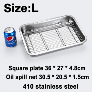 2 IN 1 Stainless Steel Baking Grill Mesh Tray Oil Drain Holder Tray with Rack Dish Oven Tray Oil Drain Basket Baking Pan with Cooling Rack