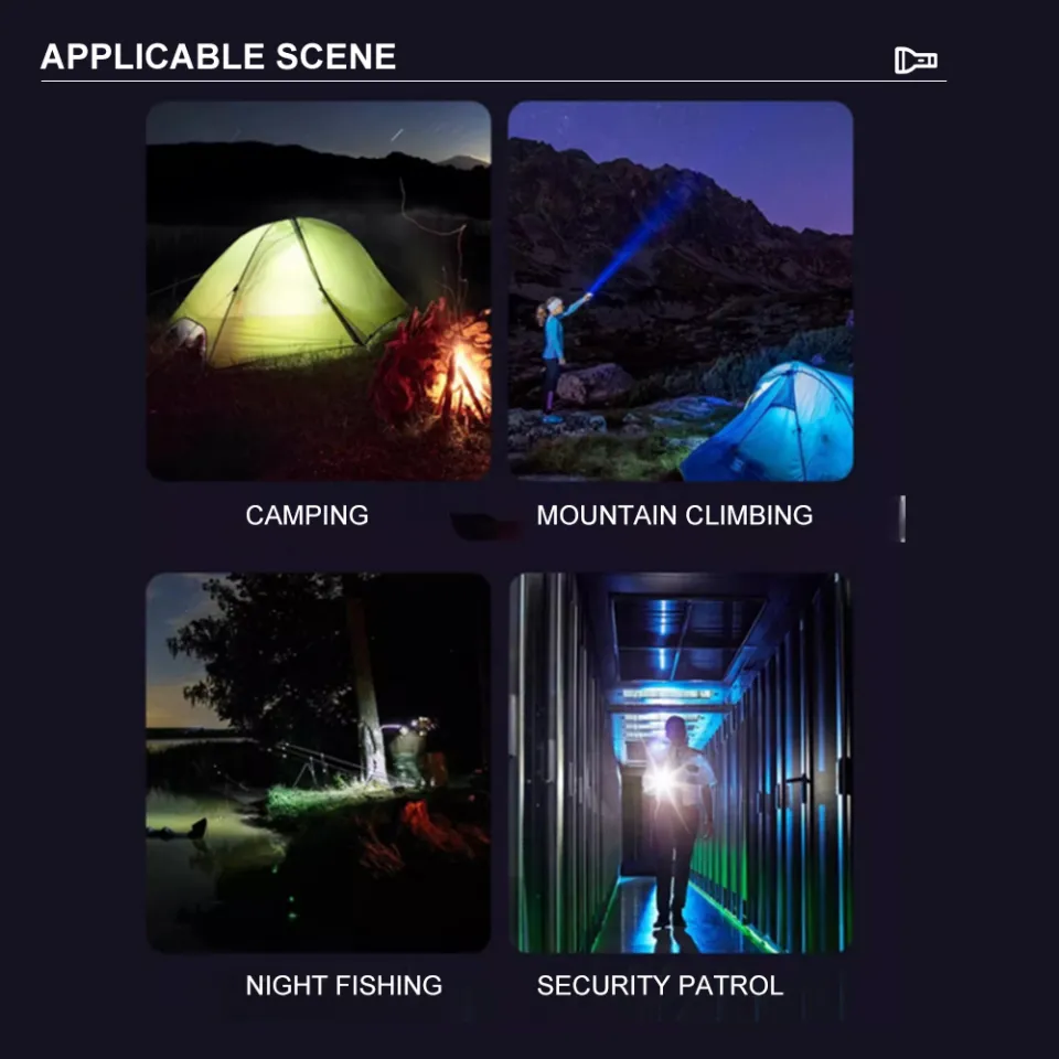 Festnight Outdoor Portable Camping Fishing Flashlight Multi-Modes