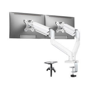 Stealth Dual Monitor Wall Mount Gas Spring Full Motion Arm - Flat & Curved Screens Cable Management for 32