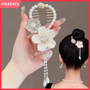 Heabety  Kẹp tóc nơ bện kẹp tóc bướm ngọc trai kẹp tóc đuôi ngựa khóa kẹp tóc phụ kiện Hàn Quốc