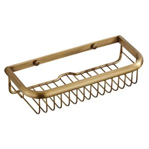Bathroom Shelves Single Brass Antique Shower Corner Shelf Wall Mount Shampoo Storage Shelf 30cm2026