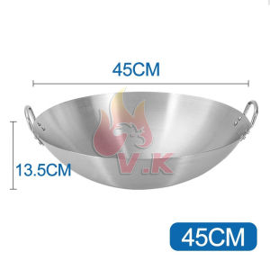 VK 30-50cm Large-Capacity Stainless Steel Wok Non-Stick Frying Pan For Gas Stoves Family And Hotel Restaurant Frying Pan
