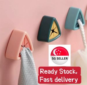 [SG SELLER] Towel Storage Racks Hanger Adhesive Rag Dishcloth Holder Kitchen Rag Cleaning Hook Tools Creative Bathroom Kitchen Tool