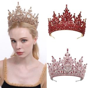 EIJINGY หรูหรา มงกุฎบาร็อคขนาดใหญ่ ชุบไฟฟ้า ตกแต่งเค้ก มงกุฎเจ้าสาวประดับคริสตัล สวยงาม เครื่องประดับศีรษะ มงกุฎเจ้าหญิง สำหรับผู้หญิง