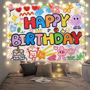 Birthday backdrop for children boys and girls baby birthday celebration ins Decorative background fabric gift accessories hanging cloth wall tapestry blanket