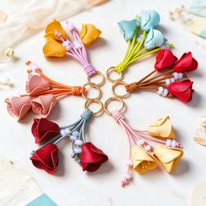 YOCKY Handmade Bag Charm Lightweight PU Keychain Pendant Cute Portable Decorative Accessory Daily Use