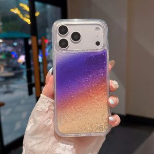 Glitter Quicksand Case Liquid Cover for iPhone 17 16 Pro Max Gradient Color Flow Sparkles Sand Shell Hard Clear Funda Girl Coque
