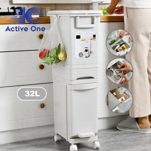 ACTIVEONE 29L/32L Movable Dustbin Large Capacity Recycle Rubbish Bin Household Garbage - Fulfilled by ACTIVEONE