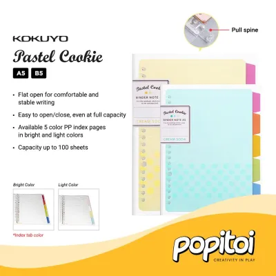 KOKUYO Pastel Cookie Loose Leaf Binder w/ Index Tabs A5 B5 Folder Notebook Pembatas