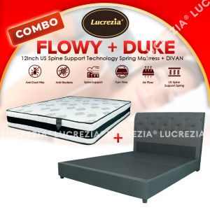 [COMBO DEAL]  LUCREZIA FLOWY 12" US Spine Support Technology Spring Mattress with Divan Set  / Queen / King Size