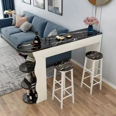 High table Living Room Bar Table Cabinet Counter Meja Bar Kitchen Dining Table Mini Bar Table With Chair