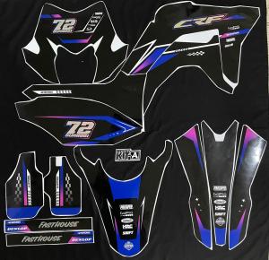 Decal Honda CRF 150L MOTIF SIMPLE HITAM LIS BIRU D-I2-387 I2-840 I2-802
