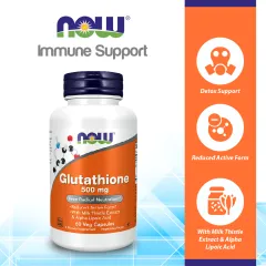 now supplements glutathione 500 mg NOW Foods Supplements, Glutathione 250 mg, Detoxification Support*, Free Radical Neutralizer*, 60 Veg Capsules