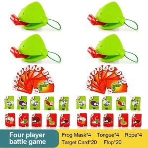 BNGCV Two/Four People Frog Wagging Tongue Games Funny Parent-child Interaction Frog With Blow Tongue Creativity Desktop Game Lizard Tongue Game For Family Entertainment