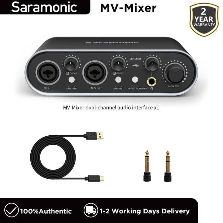 Saramonic MV-Mixer Dual-Channel Audio Interface Selectable 48V Phantom ...