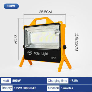 Solar light 1000W IP65waterproof LED flashligh portable light household emergency camping ultra long endurance outdoor
