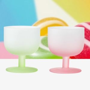 MEZCJ Clear Gradient Color Goblet 135ml Drinking High Feet Wine Glass Elegant Martini Champagne Flutes Bar