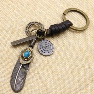 Móc treo chìa khóa lông nghệ thuật Charm gắn túi kết cấu hợp kim vòng chìa khóa cổ điển cho các cá nhân phong cách và những người đam mê Retro