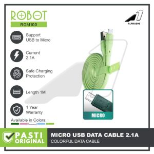 [ORIGINAL GARANSI] ROBOT KABEL DATA MICRO USB FAST CHARGER PENGISIAN CEPAT RGM100 KABEL GEPENG CAS HP ANDROID XIAOMI VIVO OPPO SAMSUNG INFINIX