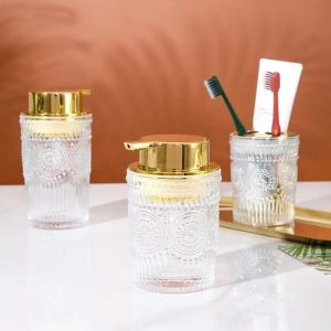 PTK52 Glass Foam Soap Dispenser Refillable Luxury Liquid Storage Container Modern 300ml/400ml Lotion Dispenser Bathroom Decor