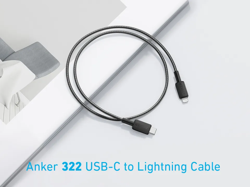 Anker 322 USB-C to Lightning Braided Cable 3ft Fast Charging MFi