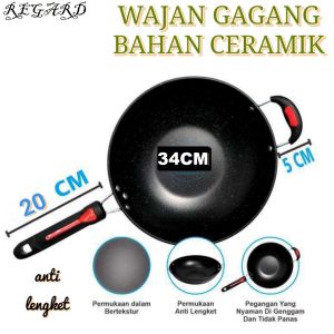PROMO TERLARIS WAJAN VIRAL ENAMEL GAGANG 34CM – WAJAN ANTI GORES ANTI LENGKET 34CM