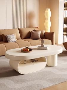 [CozyNest ]Coffee Table With Storage Tea Table Modern Minimalist Antique Style Living Room Home Small Household Oval Tea Table