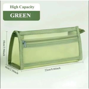 Transparent Mesh Pencil Bag Double Layer Large Capacity Stationery Bag Pen Bag