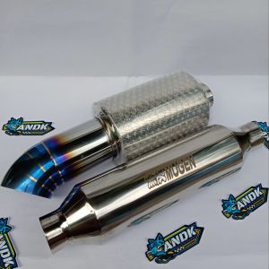 Knalpot mobil Js Racing blue dan Resonator Steinless Mobil Avanza Xenia Jazz Yaris