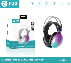 V2S S9 Gaming RGB Light Headphones Wireless and Rechargeable with HD Microphones