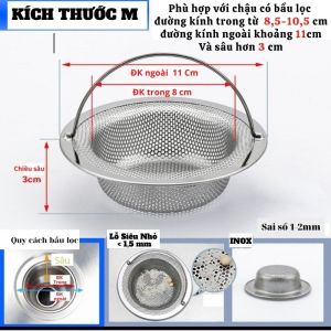 Lọc rác bồn rửa bát chén Inox JOBEP LR07 kèm quai xách dày dăn tiện