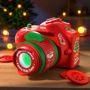 WPOT Cartoon Christmas Projector Camera Santa Claus Pattern Lightweight Projection Lamp School Cute Camera-shaped Toy Holiday