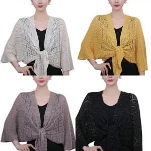 Soft Knit Summer Shawl Lightweight Breathable Design Sun Protections Wrap for Beach Vacation and Outdoor Activity